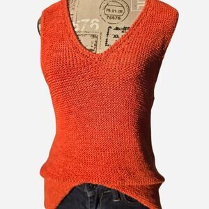 Orange crochet tank top with a boho vibe
